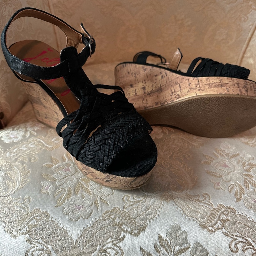 Jellypop Black Wedge Sandals